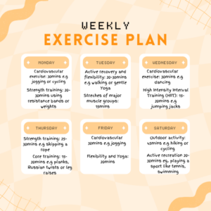 Weekly exercise schedule