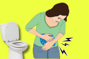 A woman having abdominal pain