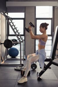 A woman lifting weights