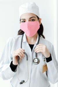 A Medical Dr with a face mask on