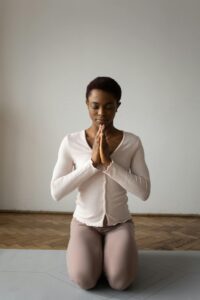 A woman meditating