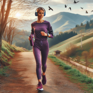 A woman brisk walking