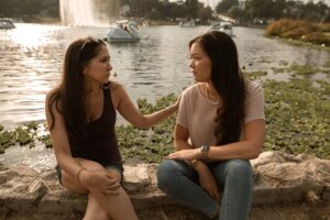 Couple actively listening to each other.